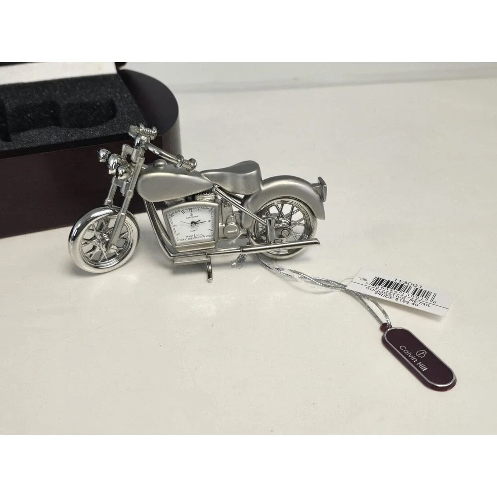 VTG Harley Davidson Motorcycle Desk Top‎ Time Piece Clock Calvin Hill NIB w/Tag!